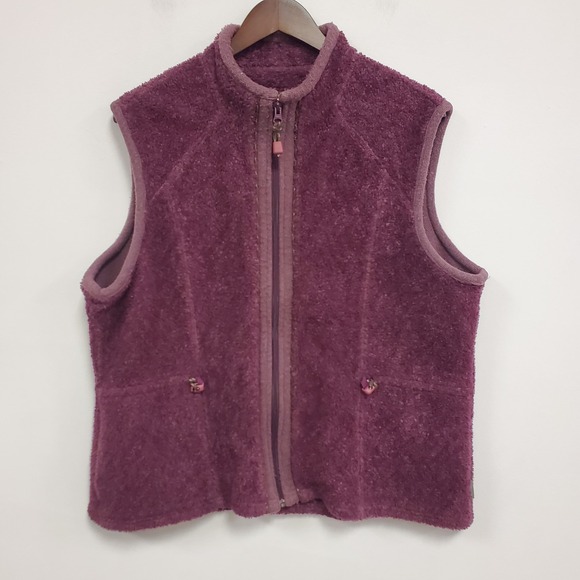 Woolrich Jackets & Blazers - Vtg Woolrich Womens Full Zip Sherpa Vest Size XL Purple Granola Hiking Trails
